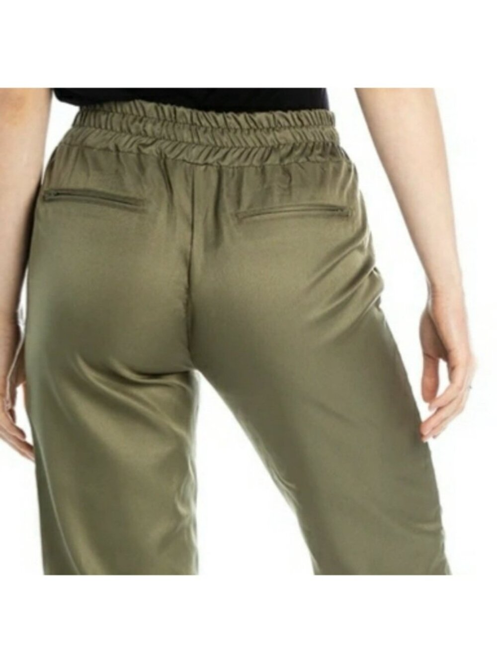 BAUBAX Womens M Water Stain Resistant Travel Twill Jogger Pants Olive Wool Blend - Picture 3 of 13